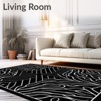 Bold Black White Abstract Organic Rug