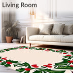 Green Holly Berry Garland Border Rug