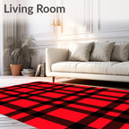 Classic Red Black Plaid Square Rug