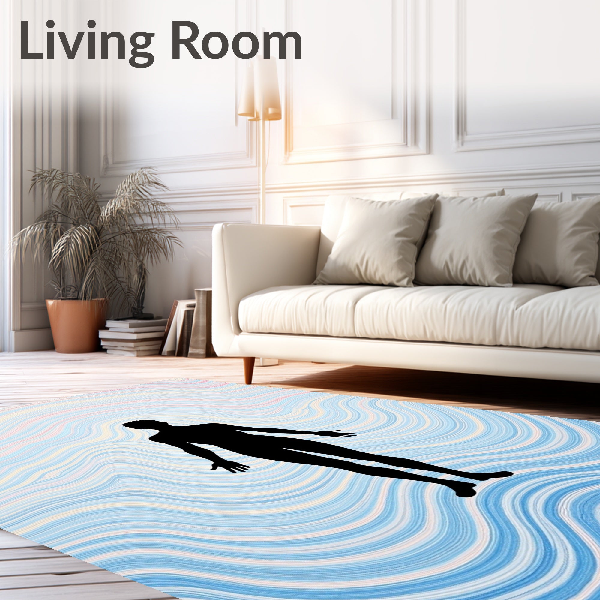 Pastel Swirl Human Silhouette Abstract Rug