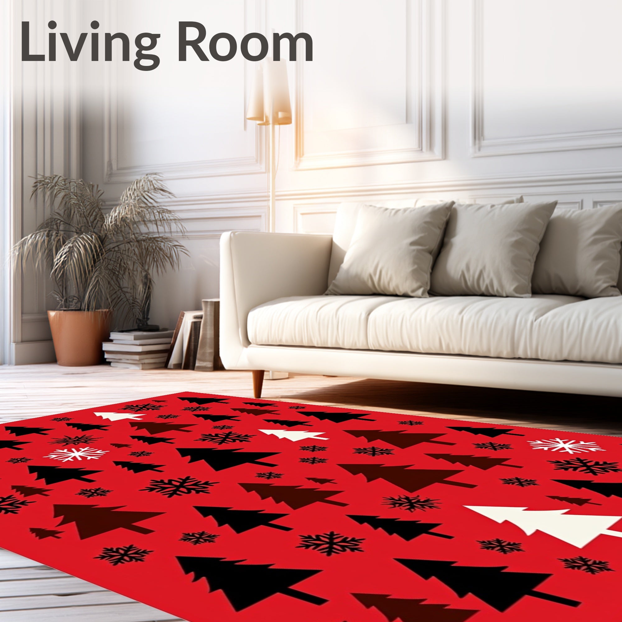 Crimson Forest Snowflakes Scatter Rug