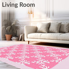 Pink White Snowflake Scatter Rug
