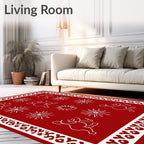 Red And White Whimsical Figures Fireworks Rug