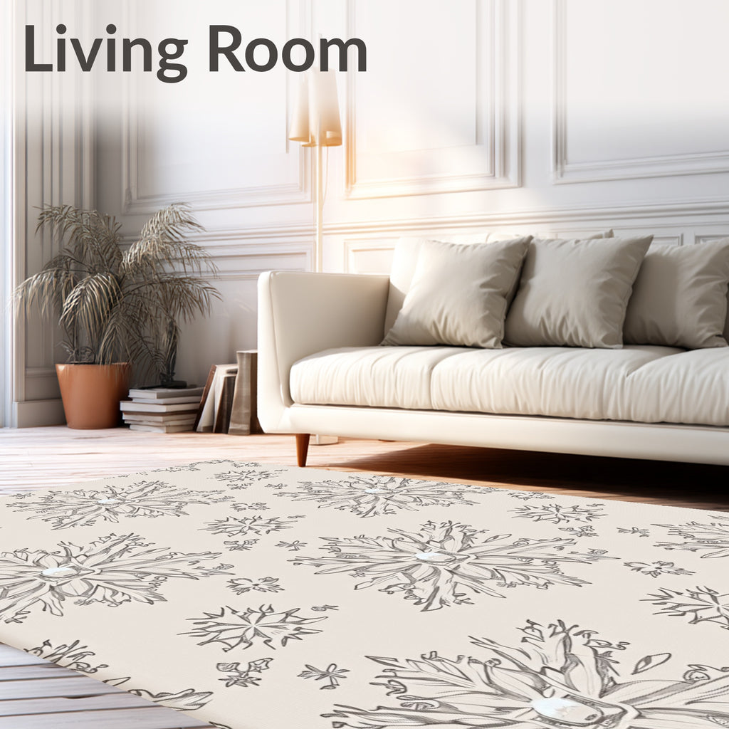 Ethereal Winter Snowflake Sketch Rug