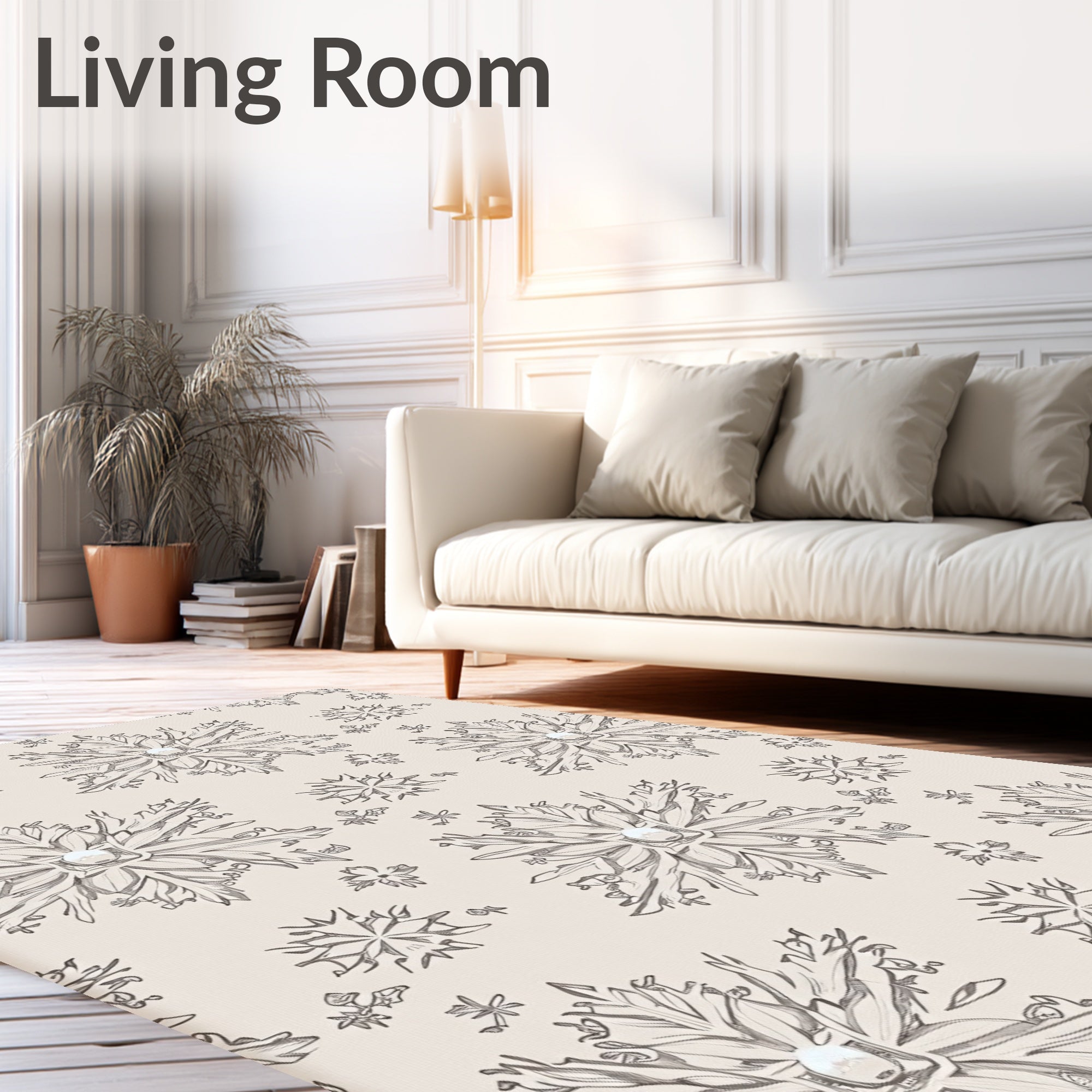 Ethereal Winter Snowflake Sketch Rug