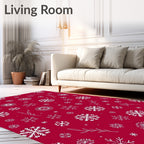 Crimson Snowflakes with Delicate Branches Rug
