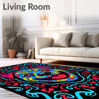 Vibrant Blue Dog Sugar Skull Rug