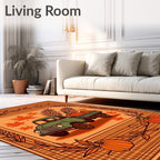 Orange Pumpkin Truck Autumn Garland Rug