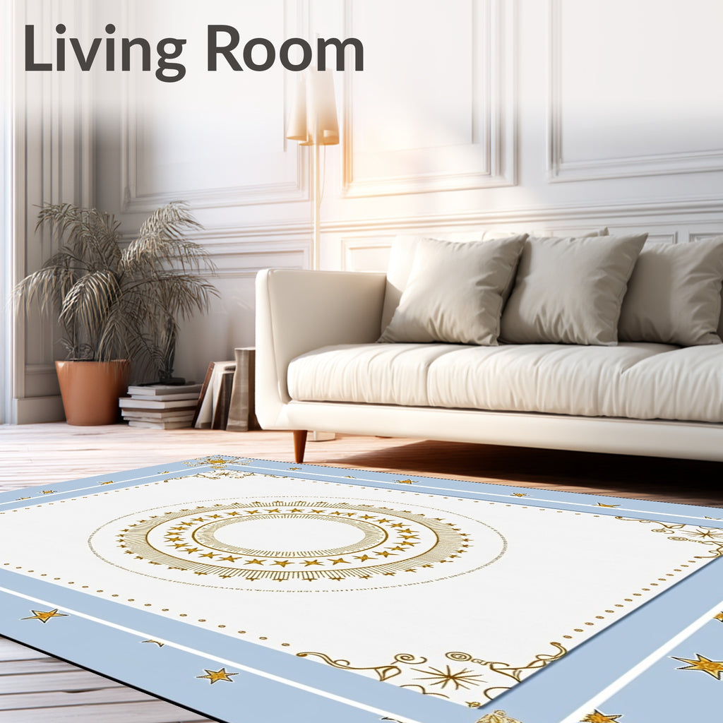Golden Celestial Starburst Medallion Rug