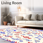 Red Blue Musical Notes Collection Rug