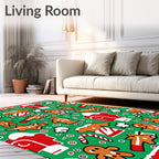 Gingerbread Men Candy Cane Holiday Swirls Rug