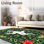 Spooky Ghost Holly Christmas Border Rug