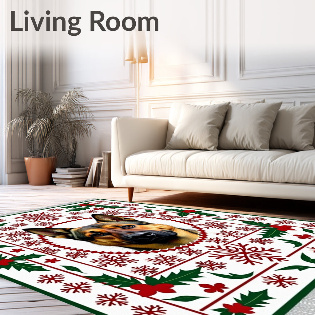 German Shepherd Dog Snowflake Christmas Rug