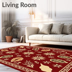 Crimson Floral Botanical Ornament Rug