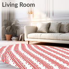 Crimson Red Diagonal Stripe Swirl Rug