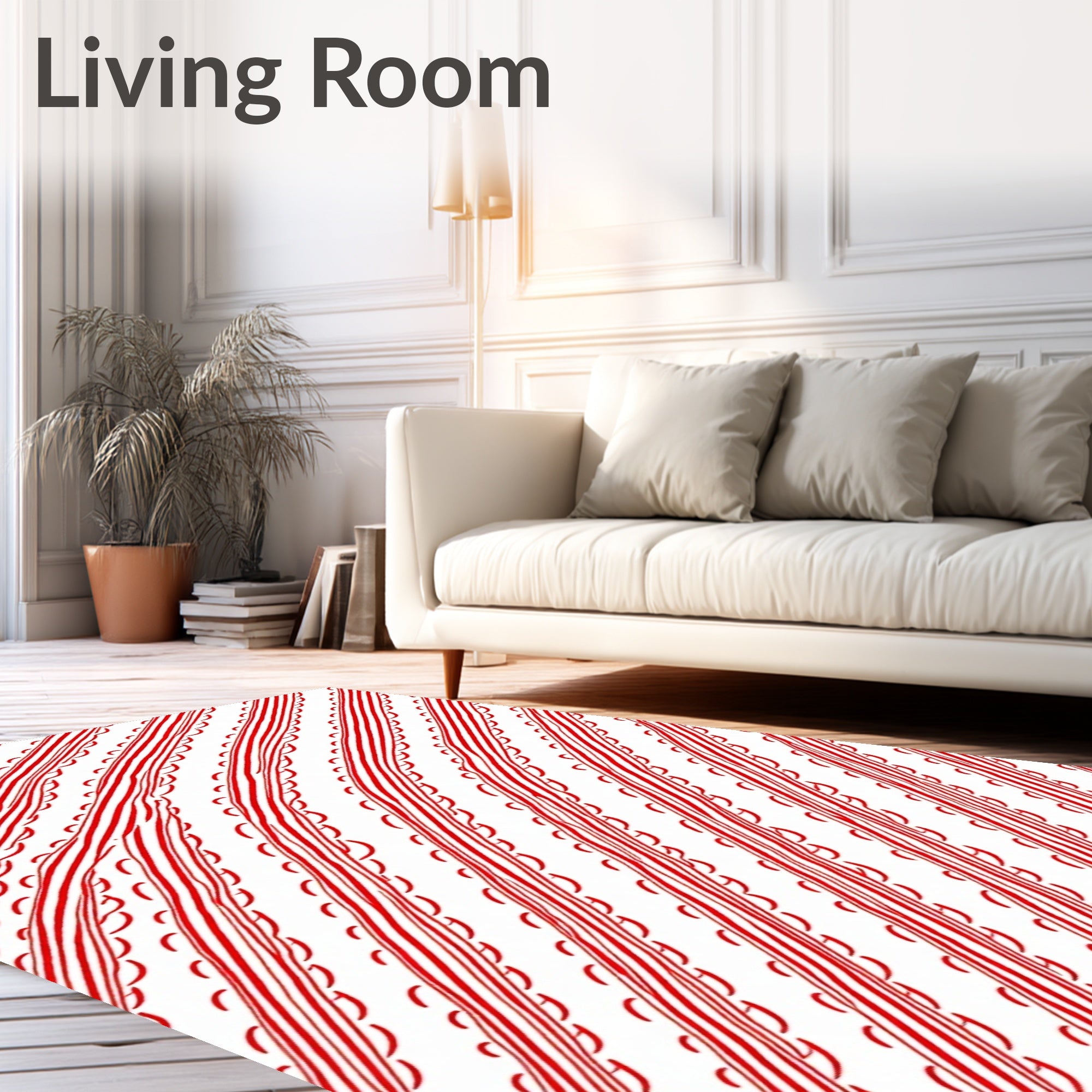 Crimson Red Diagonal Stripe Swirl Rug