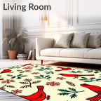 Cardinal Snowflakes and Twig Medley Rug