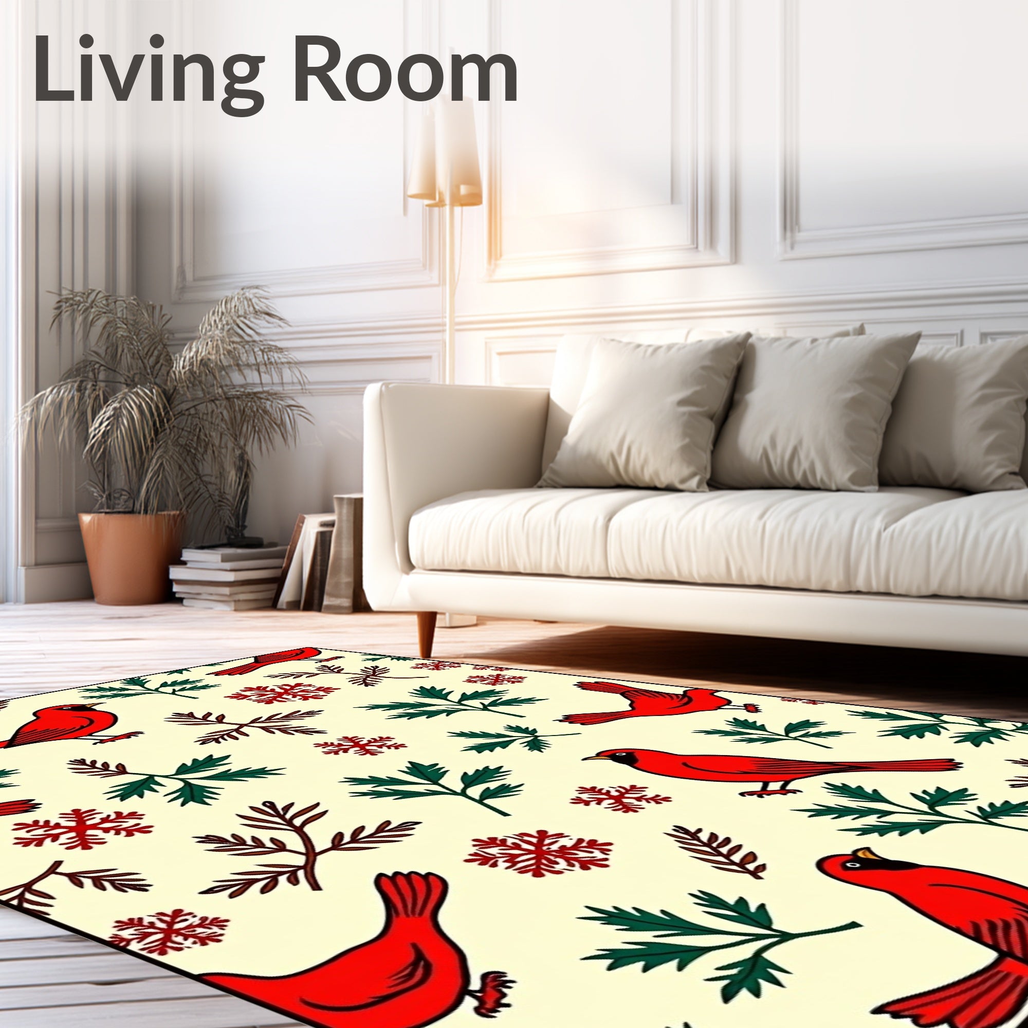 Cardinal Snowflakes and Twig Medley Rug