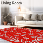 White Winter Christmas Pine Swirls Rug