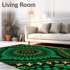 Emerald Green Mandala Floral Medallion Rug