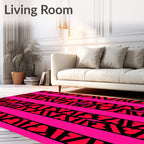 Pink Red Heart Stripe Rug