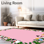 Pink Snowman Pine Branch Star Arrangement Rug
