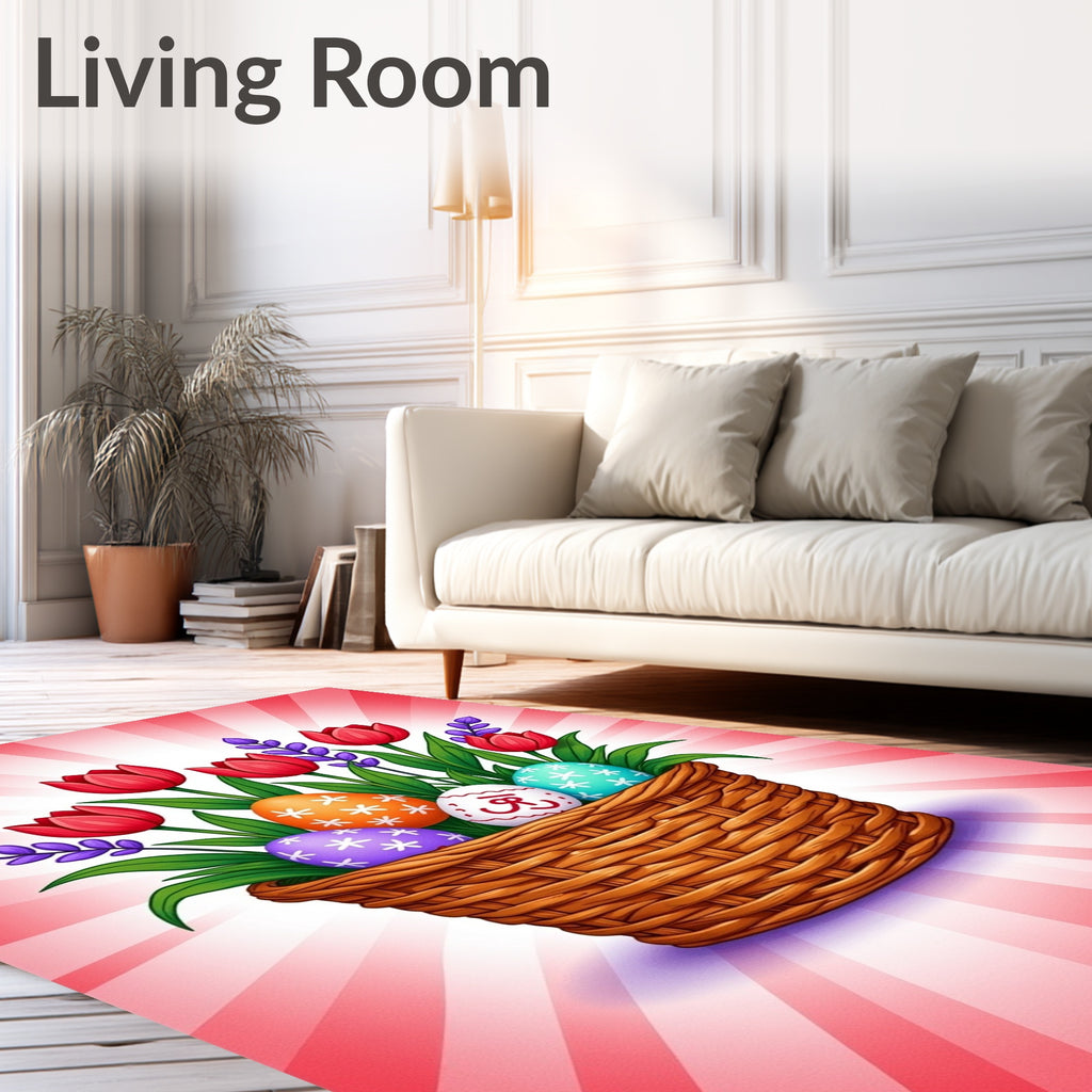 Spring Tulip Easter Egg Basket Rug
