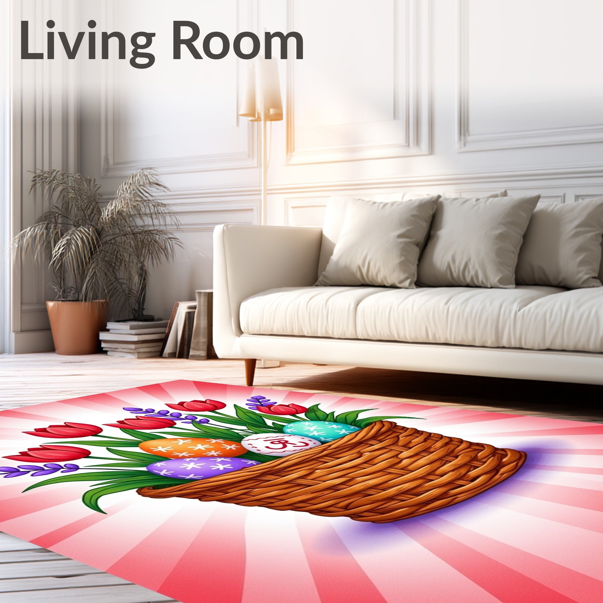 Spring Tulip Easter Egg Basket Rug