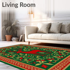 Crimson Deer Forest Leafy Garland Rug