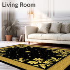 Golden Starry Night Foliage Border Rug
