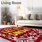 Crimson Snowflakes Border Rug