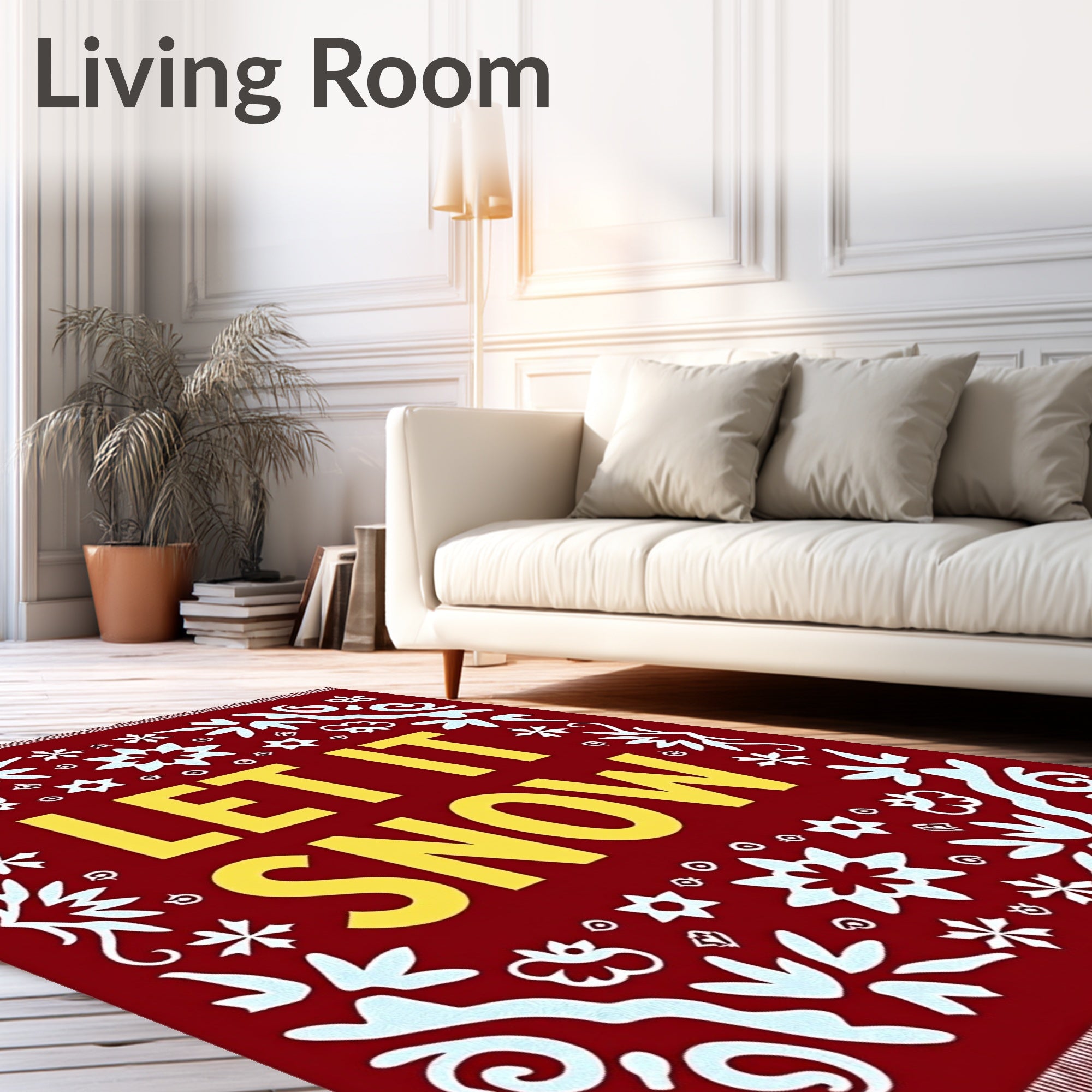 Crimson Snowflakes Border Rug