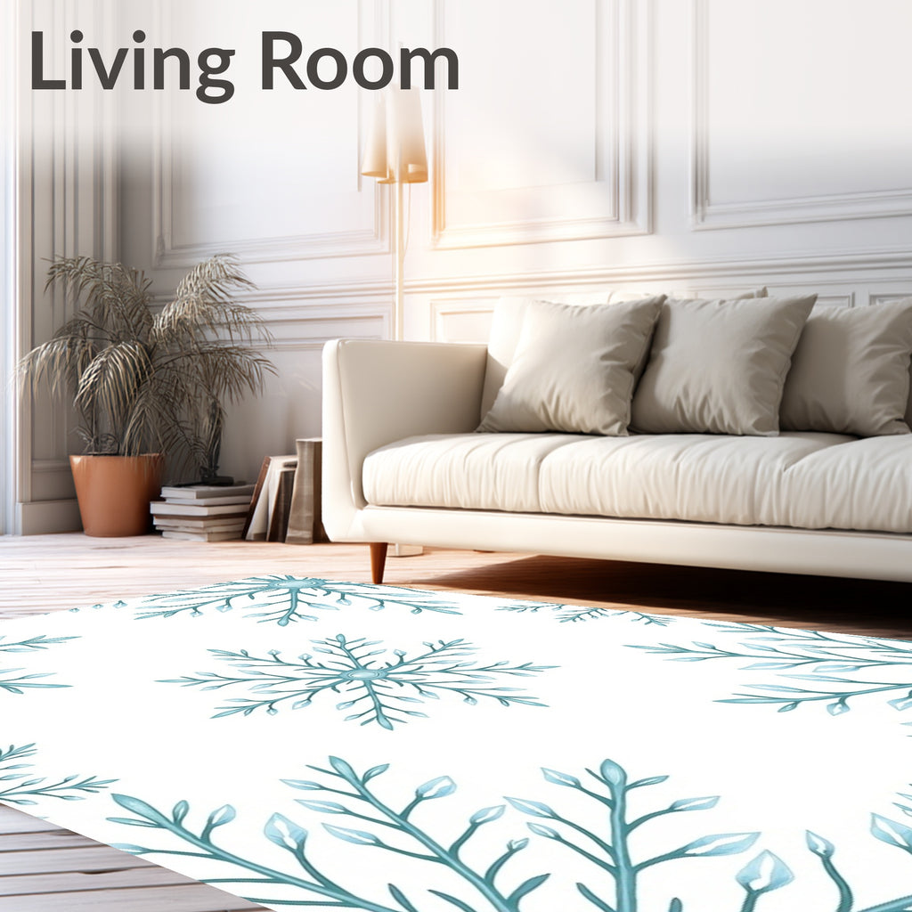 Aqua Winter Snowflake Radiance Rug