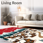 Winter Village Snowfall Sleigh Scene Rug