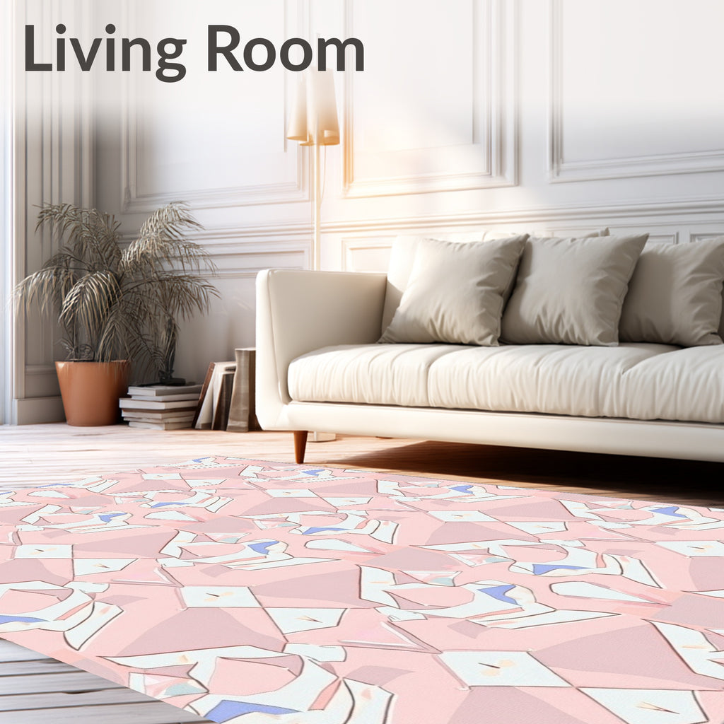 Pale Rose Geometric Crystal Arrangement Rug