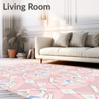 Pale Rose Geometric Crystal Arrangement Rug