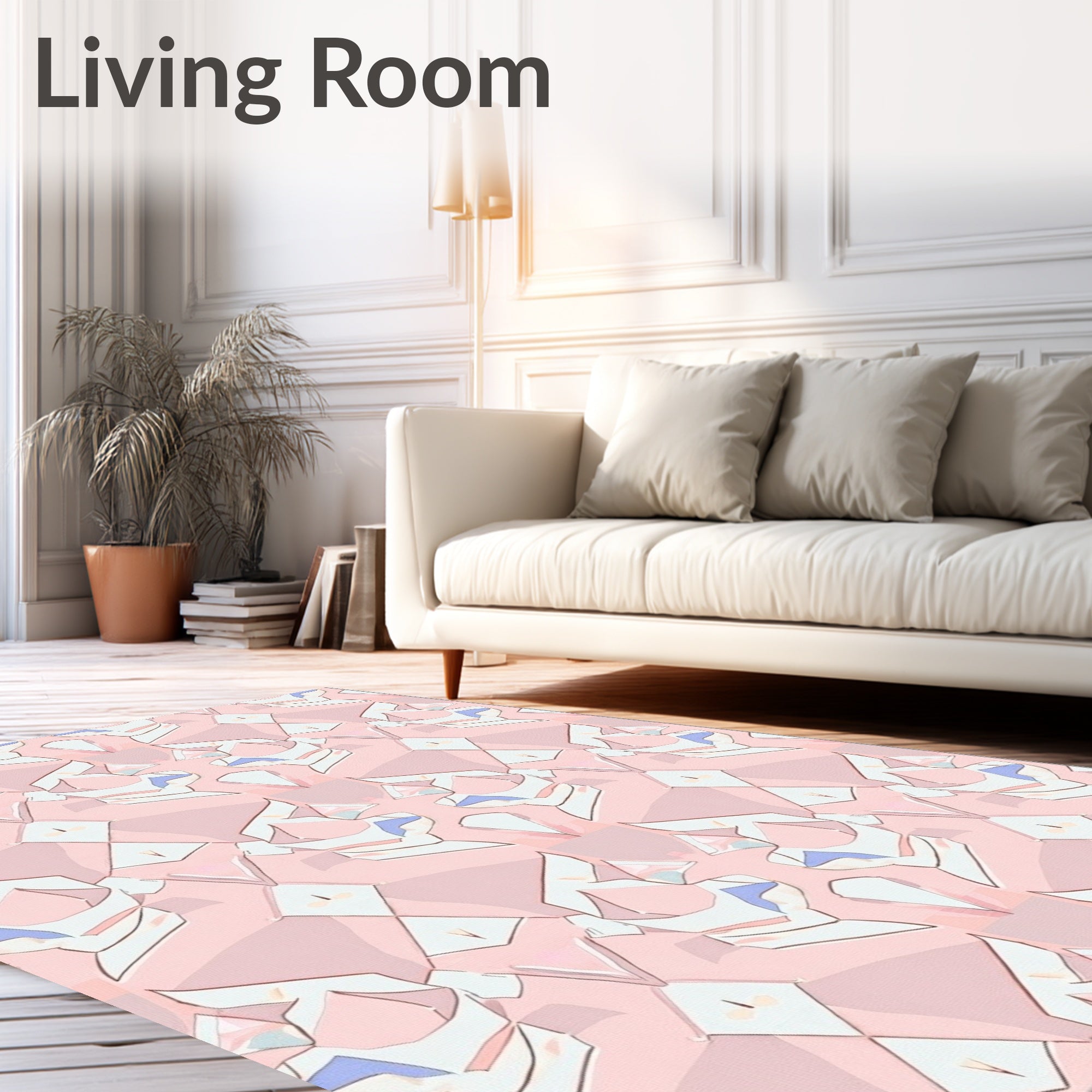 Pale Rose Geometric Crystal Arrangement Rug