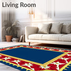 Crimson White Floral Golden Border Rug