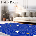 Midnight Blue Swirl Star Art Rug