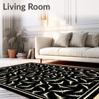 Black Cream Winged Abstract Organic Rug