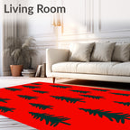 Crimson Forest Silhouette Trees Rug