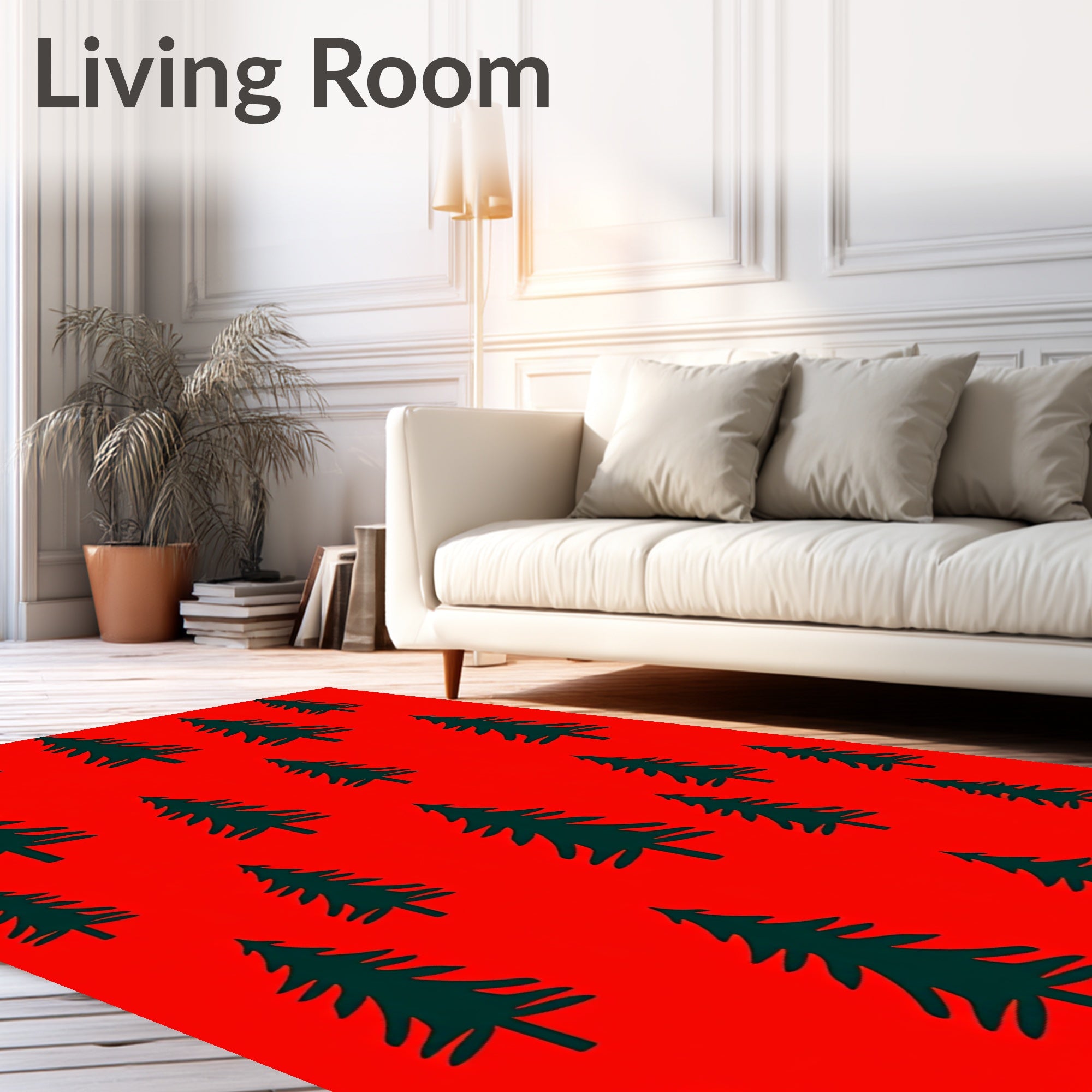 Crimson Forest Silhouette Trees Rug