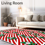 Christmas Elves Stripe Red Green Rug
