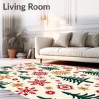 Festive Evergreen Snowflake Scatter Rug