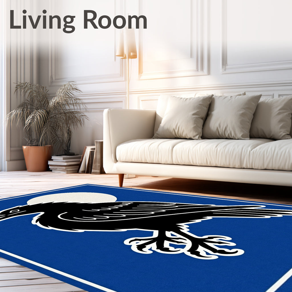 Black Raven Moon Blue Art Rug