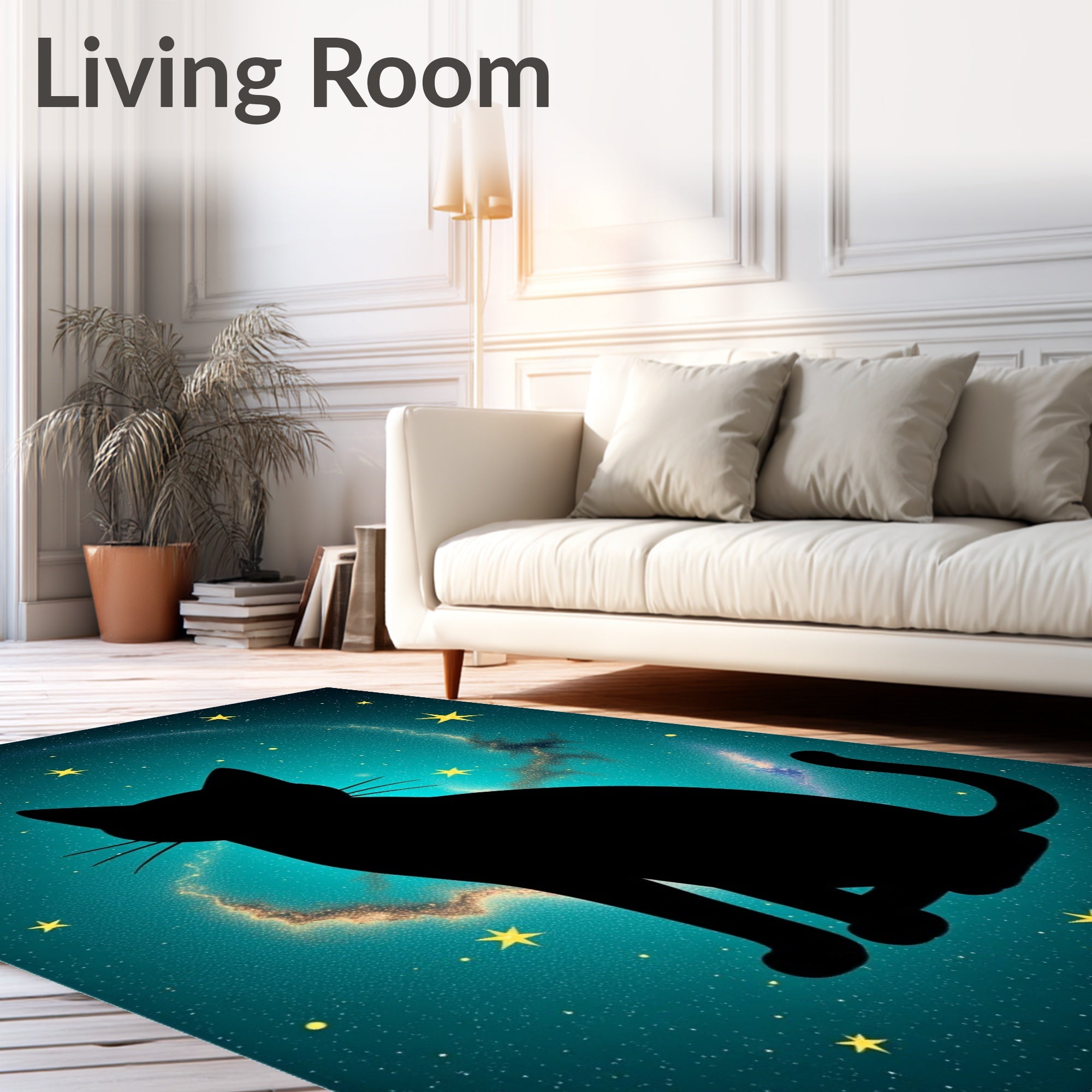 Black Cat Cosmic Starscape Rug