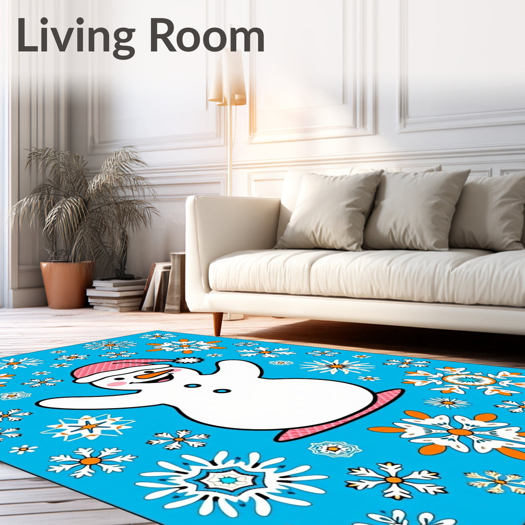 Fun Snowman Snowflake Holiday Accents Rug