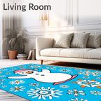 Fun Snowman Snowflake Holiday Accents Rug