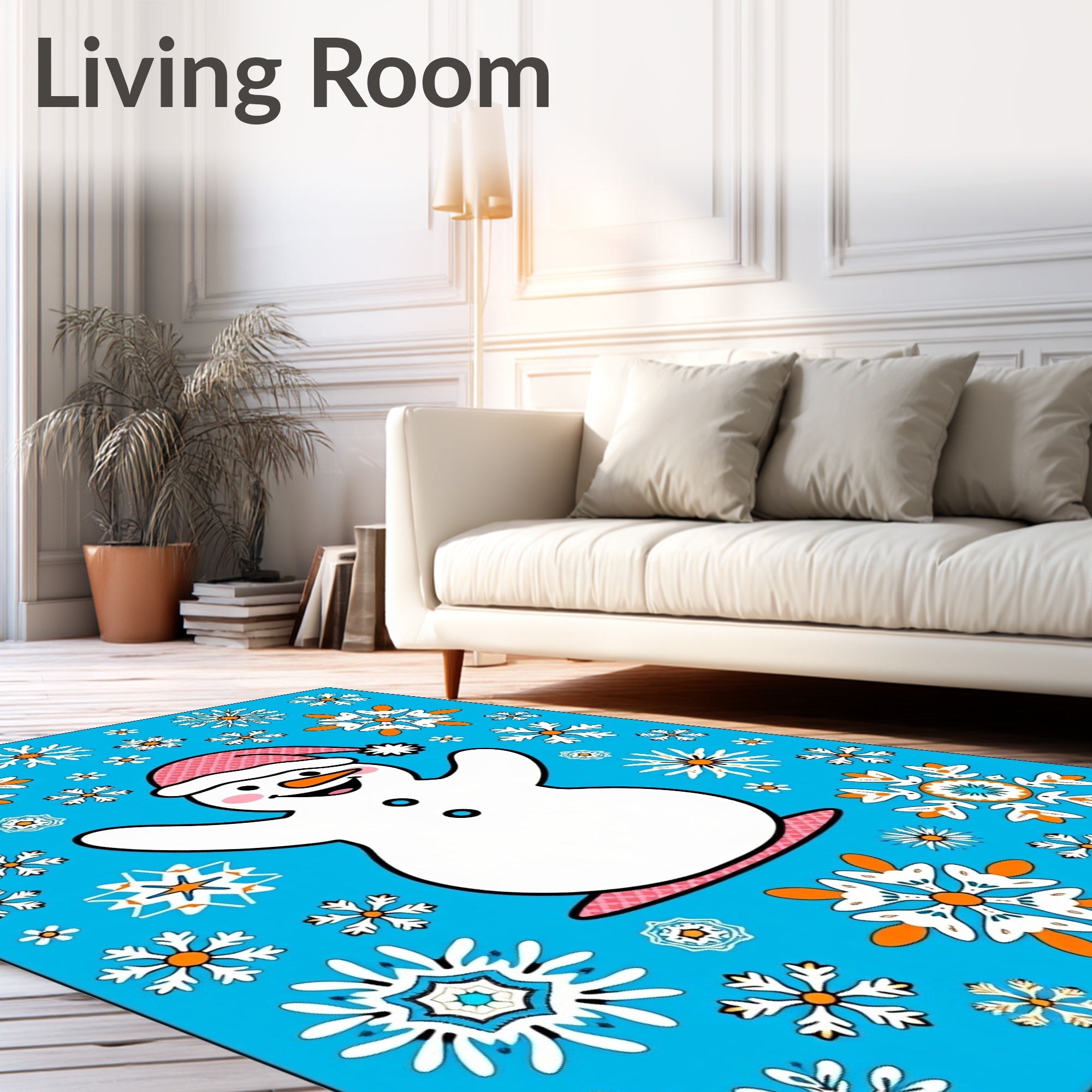 Fun Snowman Snowflake Holiday Accents Rug