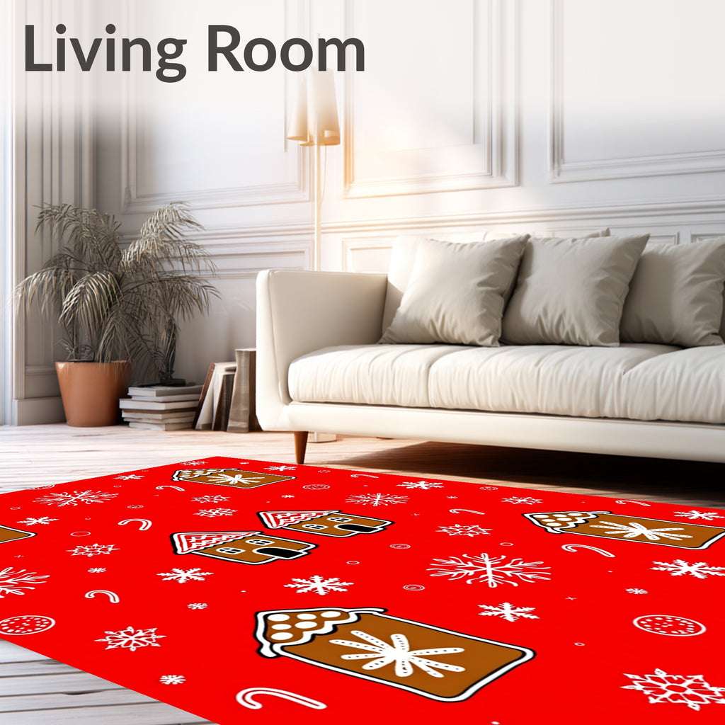 Whimsical Gingerbread Houses Snowflakes Candy Canes Rug